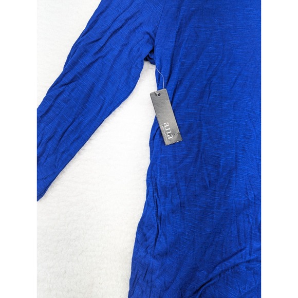 NWT A.N.A. A‎ New Approach Womens Top Blue V Neck Ruffled Front L - Picture 7 of 9